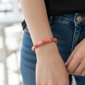 Coral Bamboo-Style Beaded Bracelet - Women Jewelry